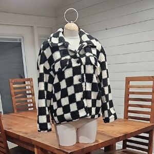Checkered Black and White Women's Jacket Sz Small